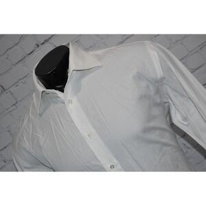 Luigi Borrelli Napoli Dress Shirt Mens Large White Herringbone French Cuffs